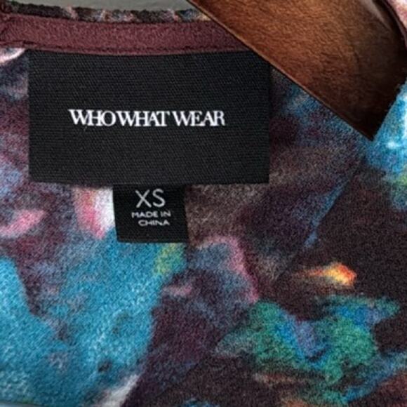 WHO WHAT WEAR EDGY MULTICOLORED SHORT SLEEVE FLORAL SKATER DRESS SIZE XS - Picture 7 of 8